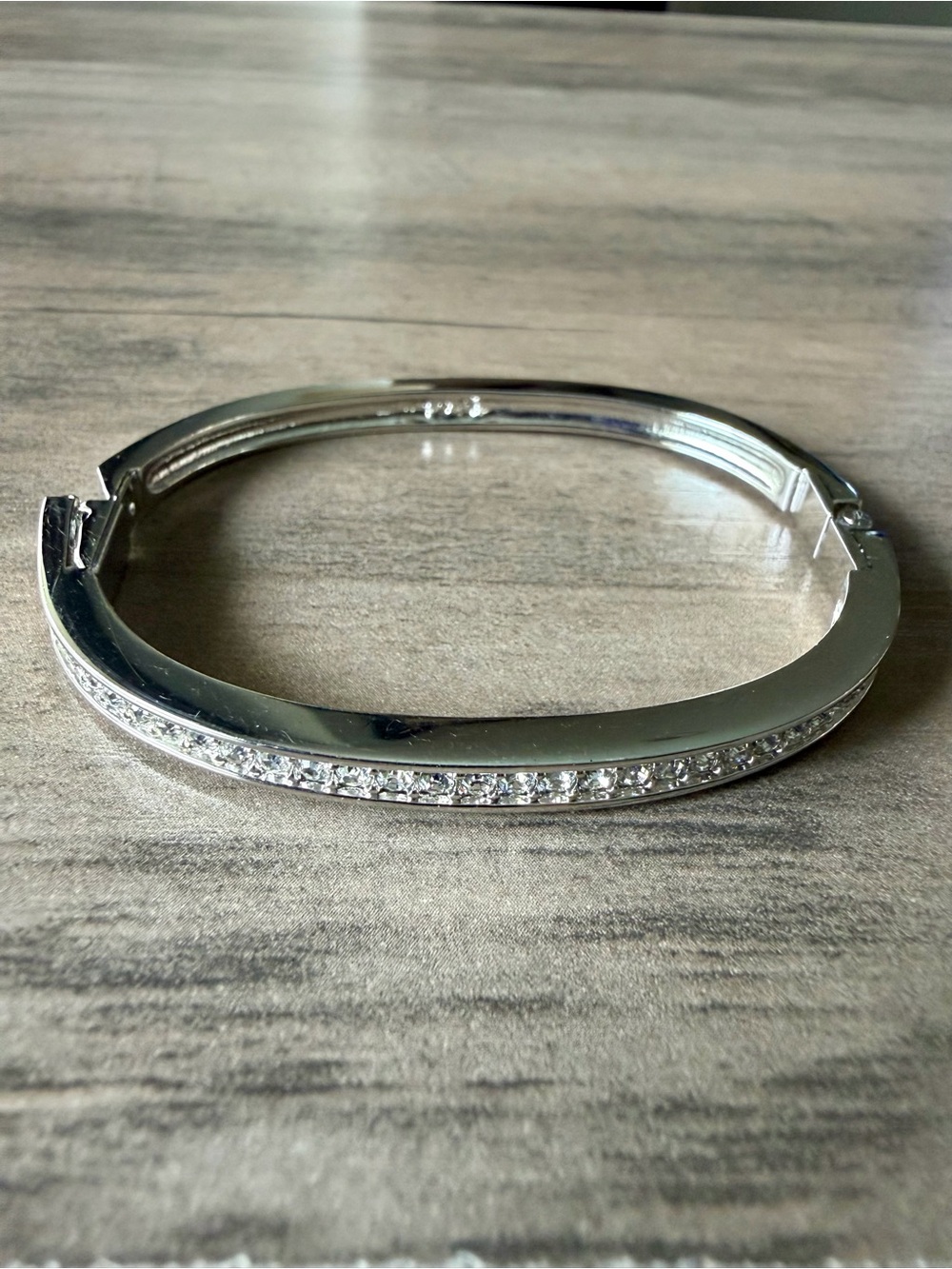 Swarovski Silver Crystal Pavé Hinged Bangle Bracelet